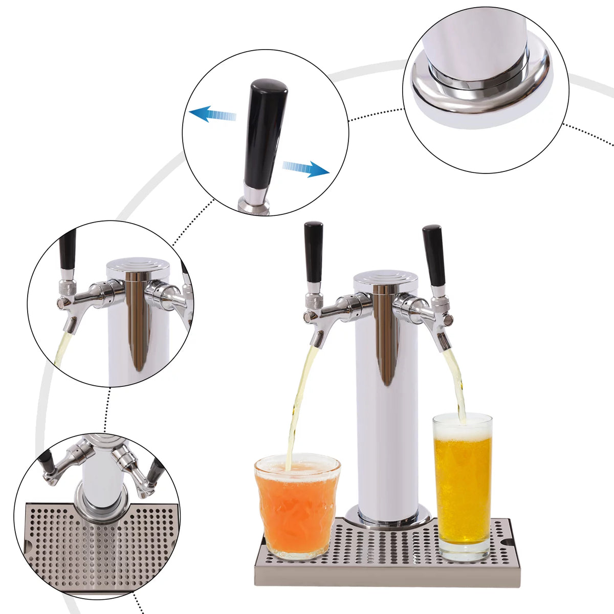 Stainless Steel Double Tap Beer Conversion Kit with Dual Gauge Regulator E82420