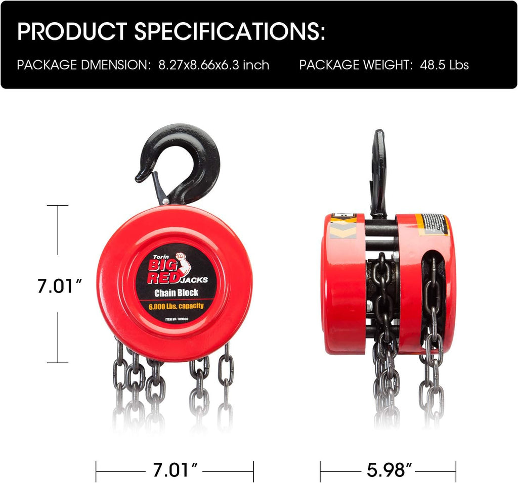 3 Ton Manual Hand Chain Block Hoist with 2 Hooks U633