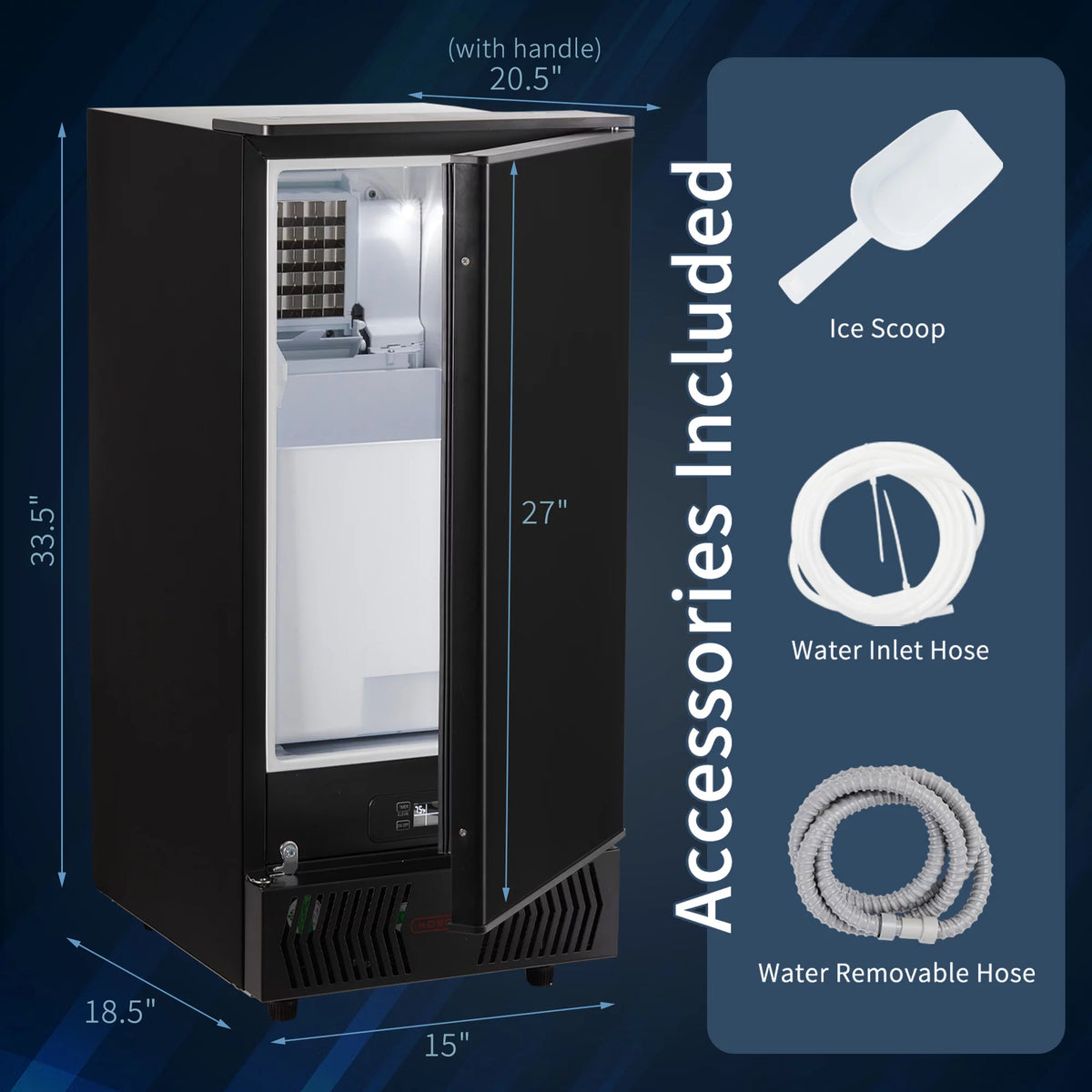 Commercial Ice Maker Machine 80lbs/24H Stainless Steel Black L7359