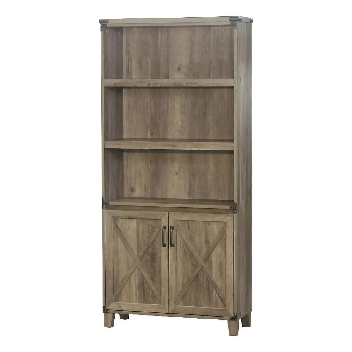Rustic Oak 2-Door Engineered Wood Bookcase L209