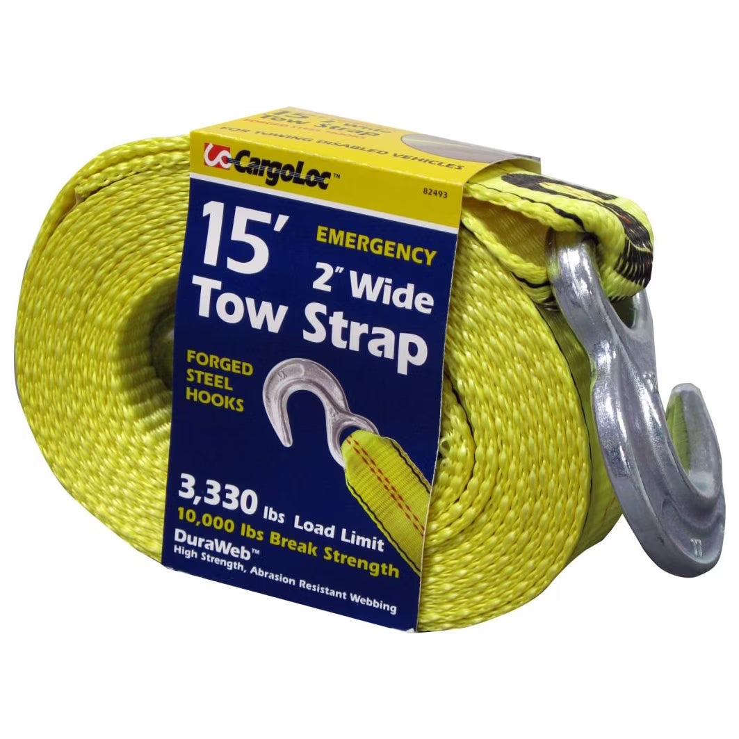 15 Ft x 2 In 10,000 Lb Vehicle Recovery Tow Hook Strap X375893