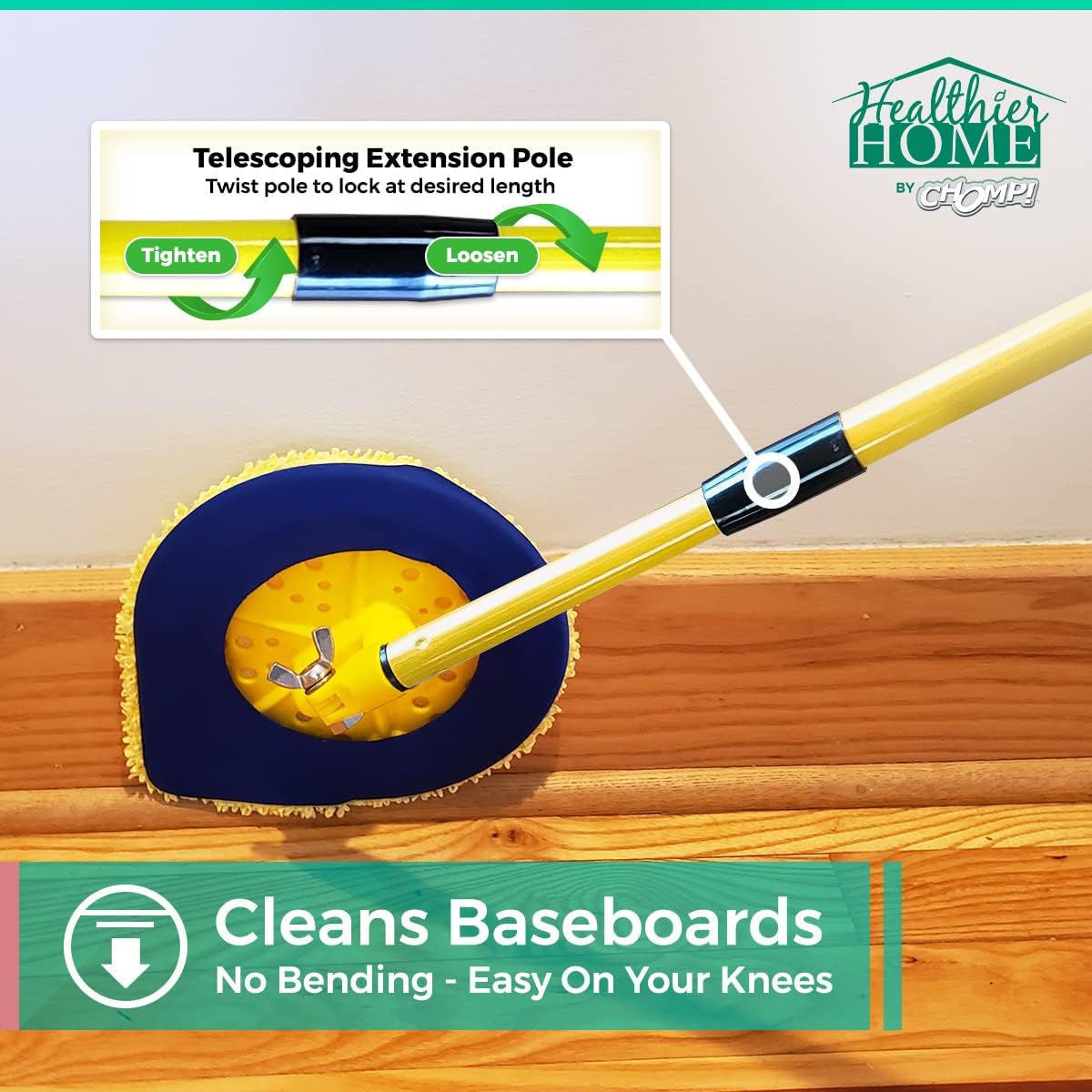 Long Handle Extendable Wall Washer Mop with Washable Microfiber Pad Pack of 2 Y874921
