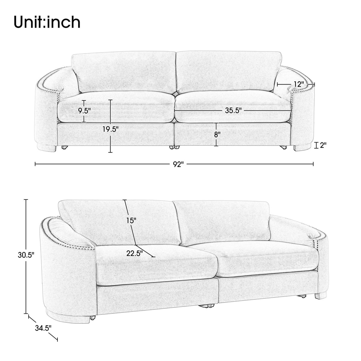 Beige 2 Seat Loveseat Sofa G57425