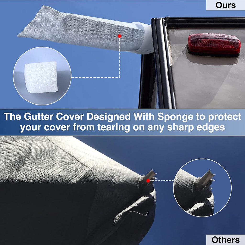 Upgraded Waterproof 500D Travel Trailer Cover with 4 Tire Covers, Tongue Jack Cover G934555