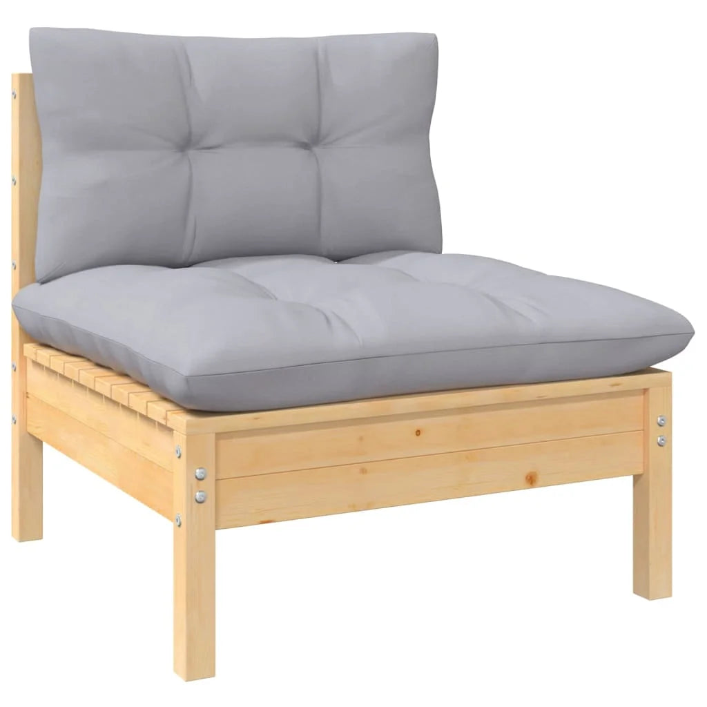 Gray Cushions Solid Pinewood 2-Seater Patio Sofa L940