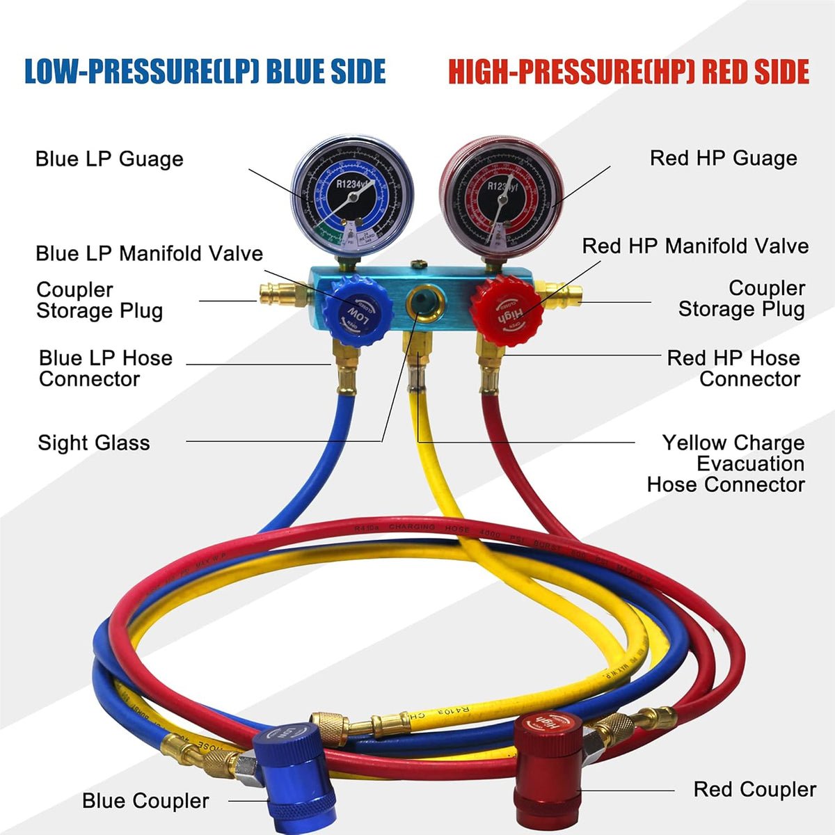 3 Way AC Manifold Gauge Set with 5FT Hose R26876
