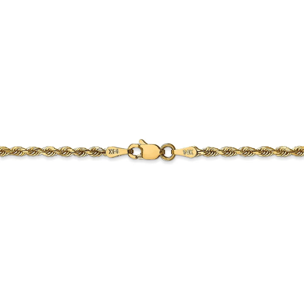14kt Yellow Gold Diamond Cut Rope Chain 30 inch Lobster Clasp X831