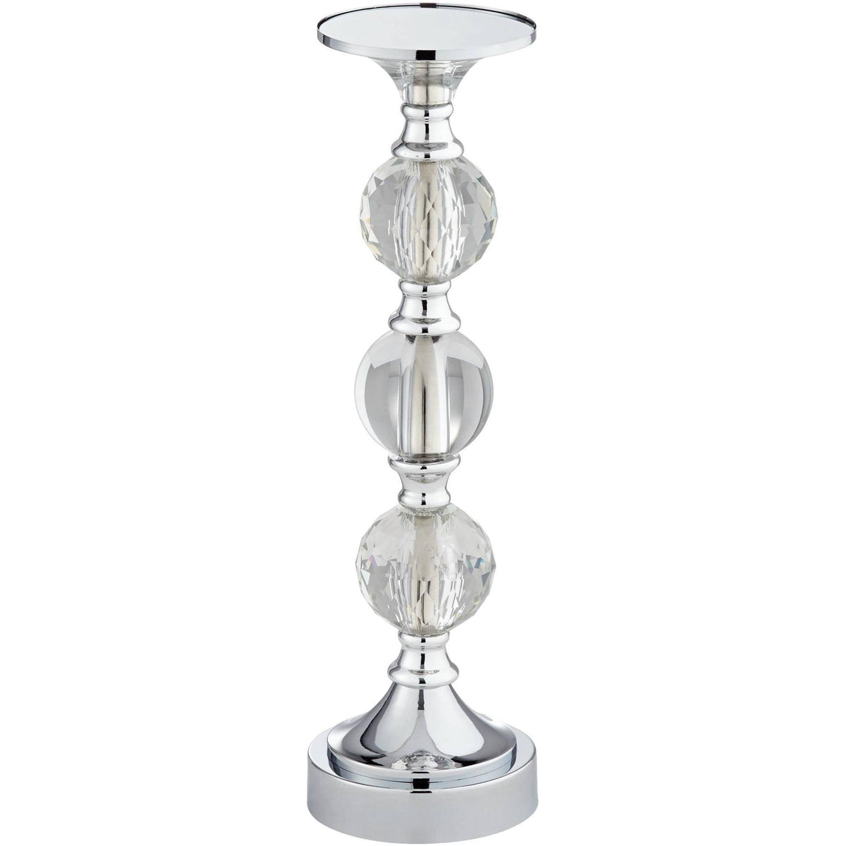 Chrome and Crystal Pillar Candle Holders Set of 3 P55578