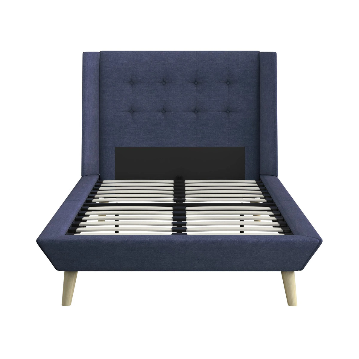 Blue Linen Upholstered Twin Bed Q7341