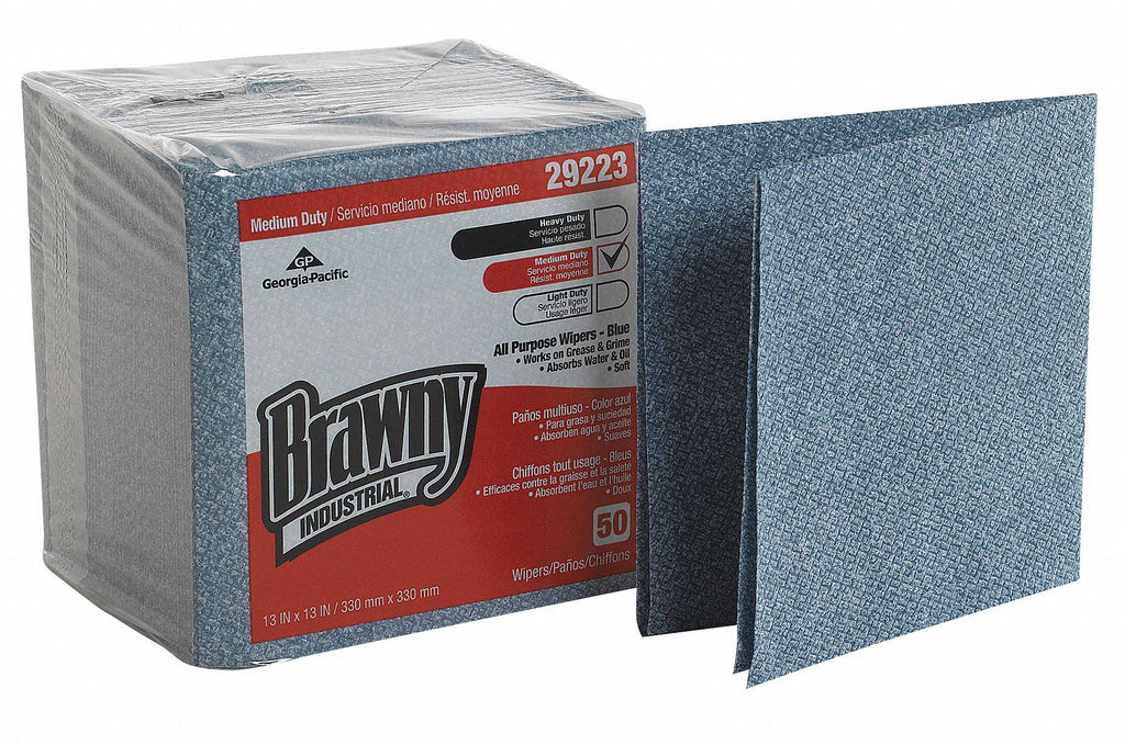 Medium Duty Airlaid 1/4 Fold Wipes, Blue, 50/Pack, 8 Packs/Carton O403