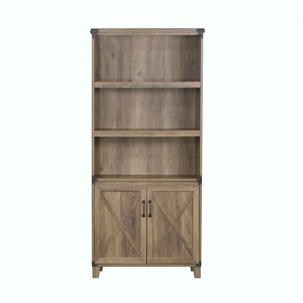 Rustic Oak 2-Door Engineered Wood Bookcase L209