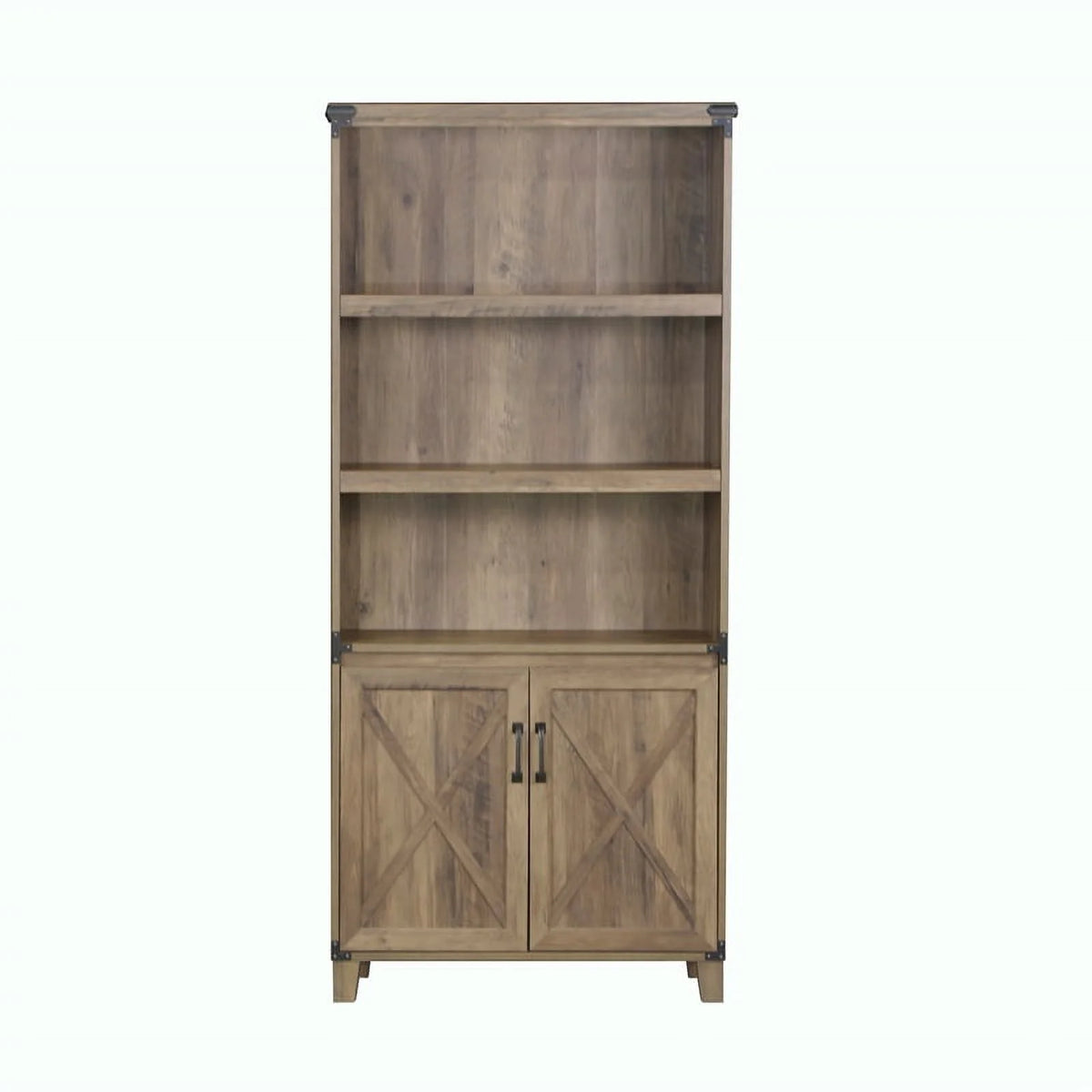 Rustic Oak 2-Door Engineered Wood Bookcase L209