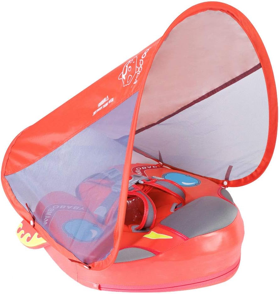 Mambobaby Float with Canopy Infant Waist Swimming Ring Swim Trainer Non-Inflatable Floats Toys with Adjustable Safety Strap (Flamingo) Q1741