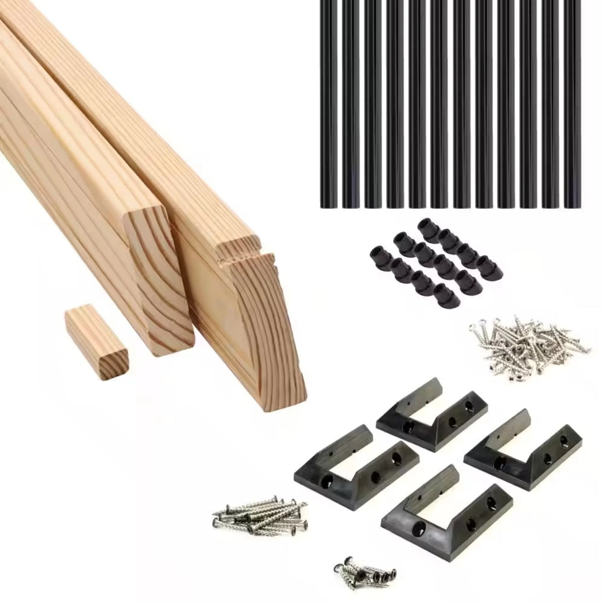 6 Ft. Pressure-Treated Wood Stair Rail Kit with Aluminum Round Balusters K38433
