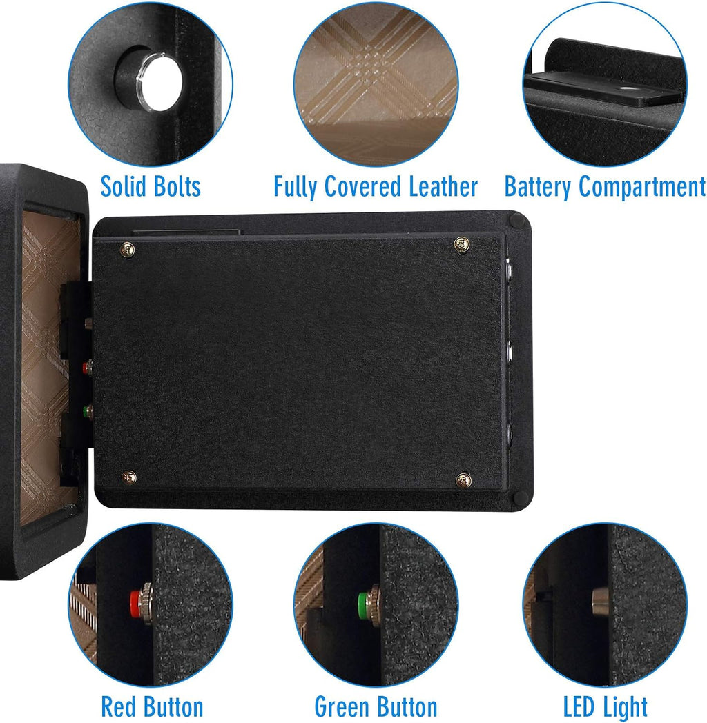 Black Solid Alloy Steel Biometric Fingerprint Safe Box M58493