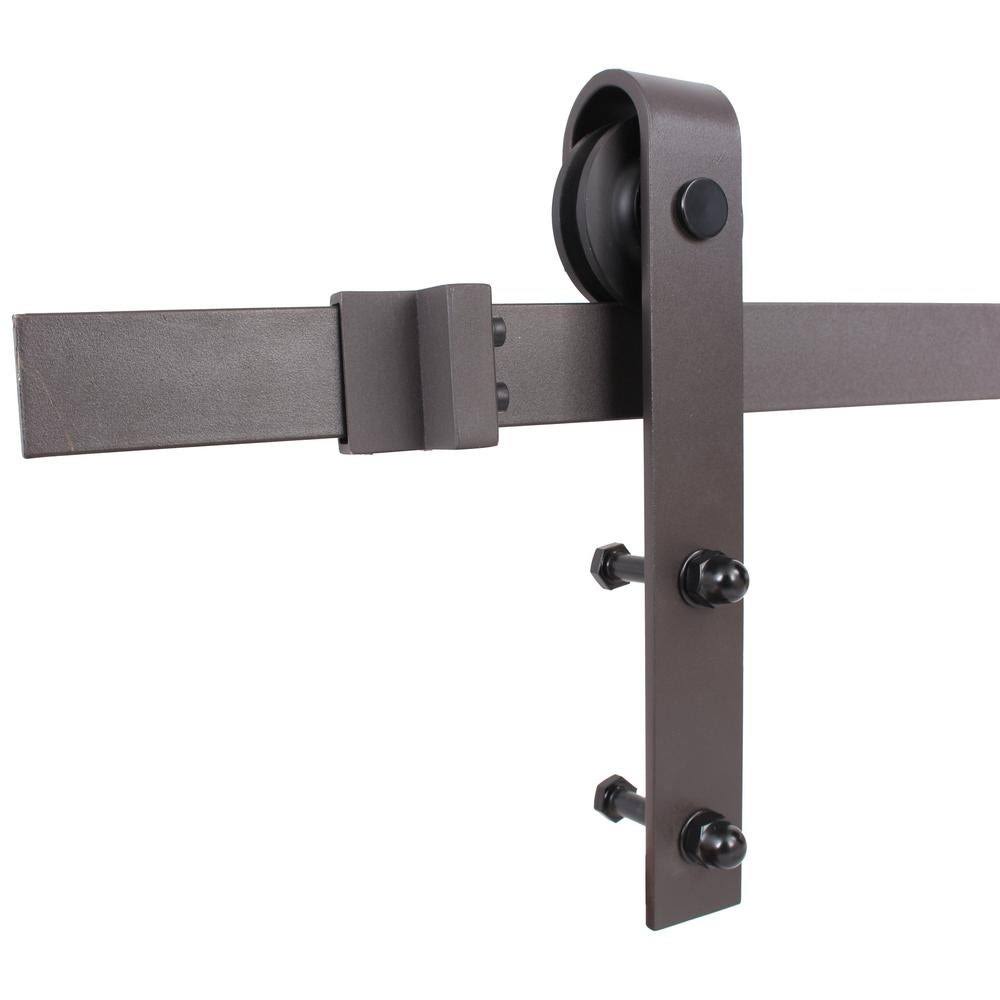 Weather Oak Stained Wood Interior Sliding Barn Door with Hardware Kit V2242