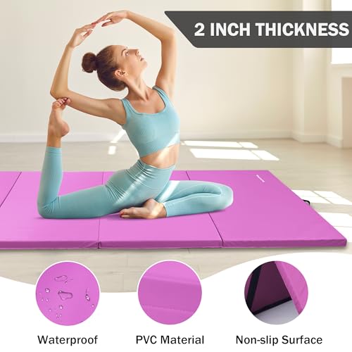 4'x8'x2" Folding Exercise Gym Mat with Carrying Handles U309317