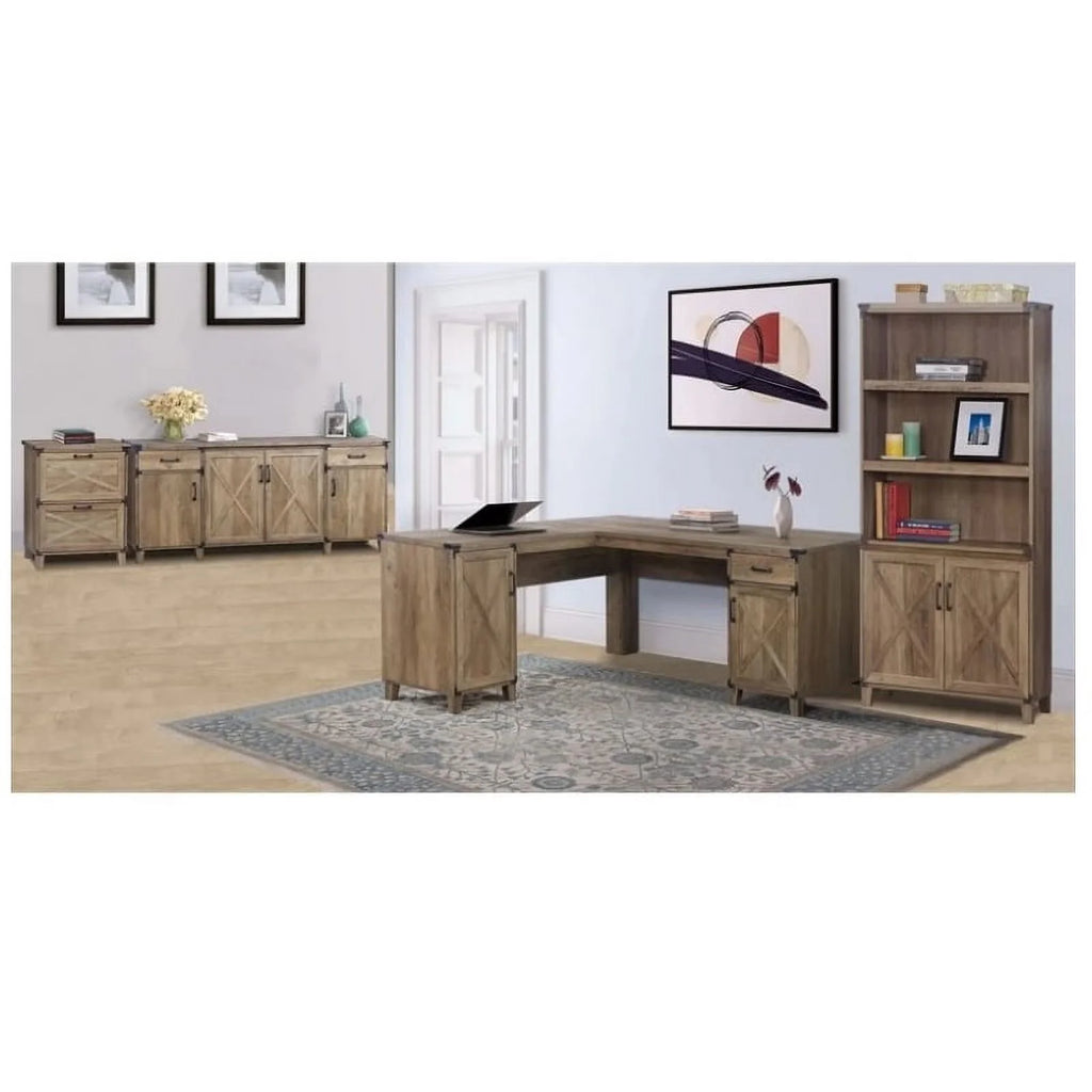 Rustic Oak 2-Door Engineered Wood Bookcase L209