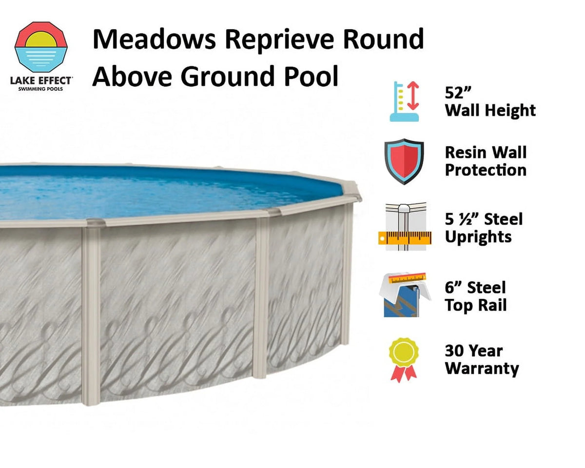 12' Round 52" Wall Above-Ground Swimming Pool with Full Start-Up Kit Q8068