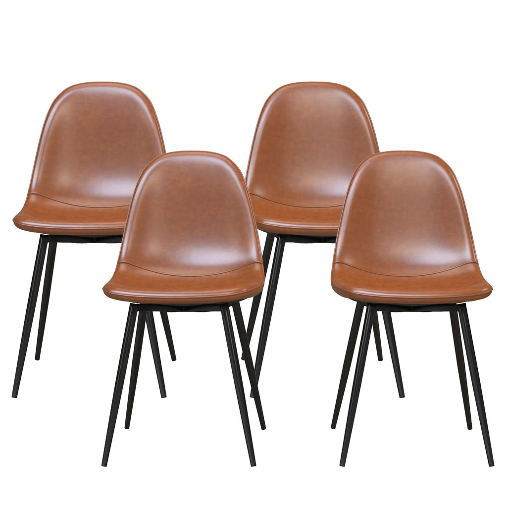 Camel Faux Leather Upholstered Dining Chair, Set of 4 P38320