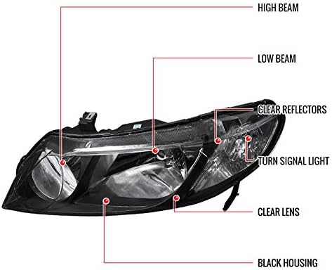 Black Headlights Lamps Pair X657