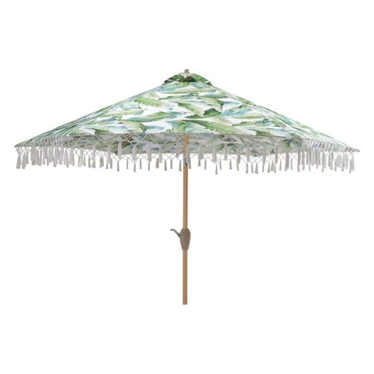 Red/Tan Round Patio Umbrella S994