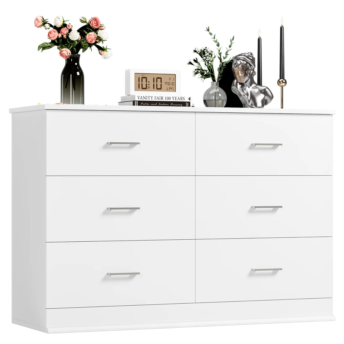 White 6 Drawer Wood Dresser R543