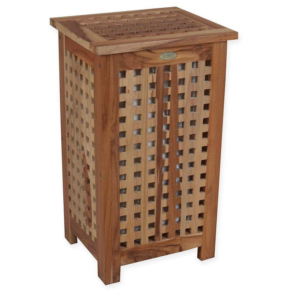 Teak Apartment Hamper with Laundry Bag H4391