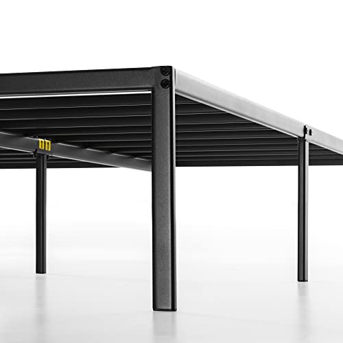14 Inch Metal Platform Bed with Steel Slat Mattress Foundation Queen Black W501746