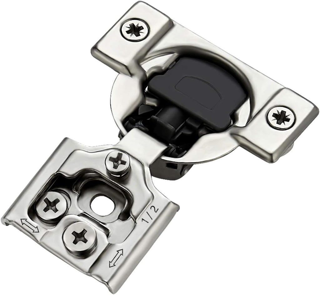 12 Pack 6 Pairs 1/2 inch Overlay Soft Close Satin Nickel Stainless Steel Concealed Hinges H354