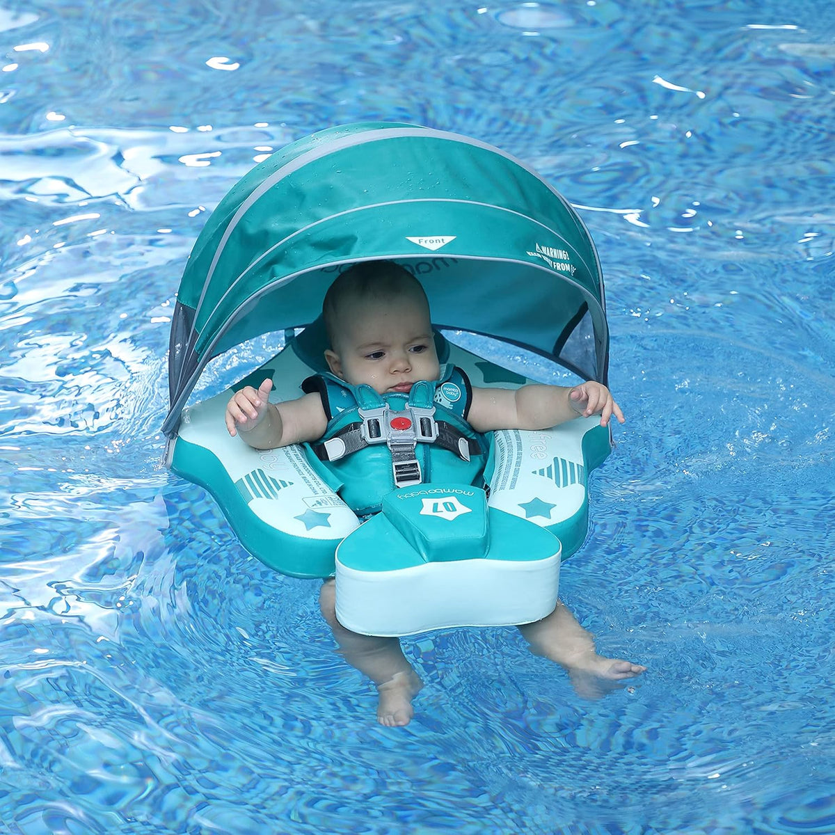 Mambobaby Float with Canopy Infant Waist Swimming Ring Swim Trainer Non-Inflatable Floats Toys with Adjustable Safety Strap (Flamingo) Q1741