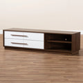 White and Walnut 4-Drawer Wood TV Stand R14831