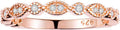 Milgrain Marquise & Round Cubic Zirconia Half Eternity Ring Sterling Silver 925 I374