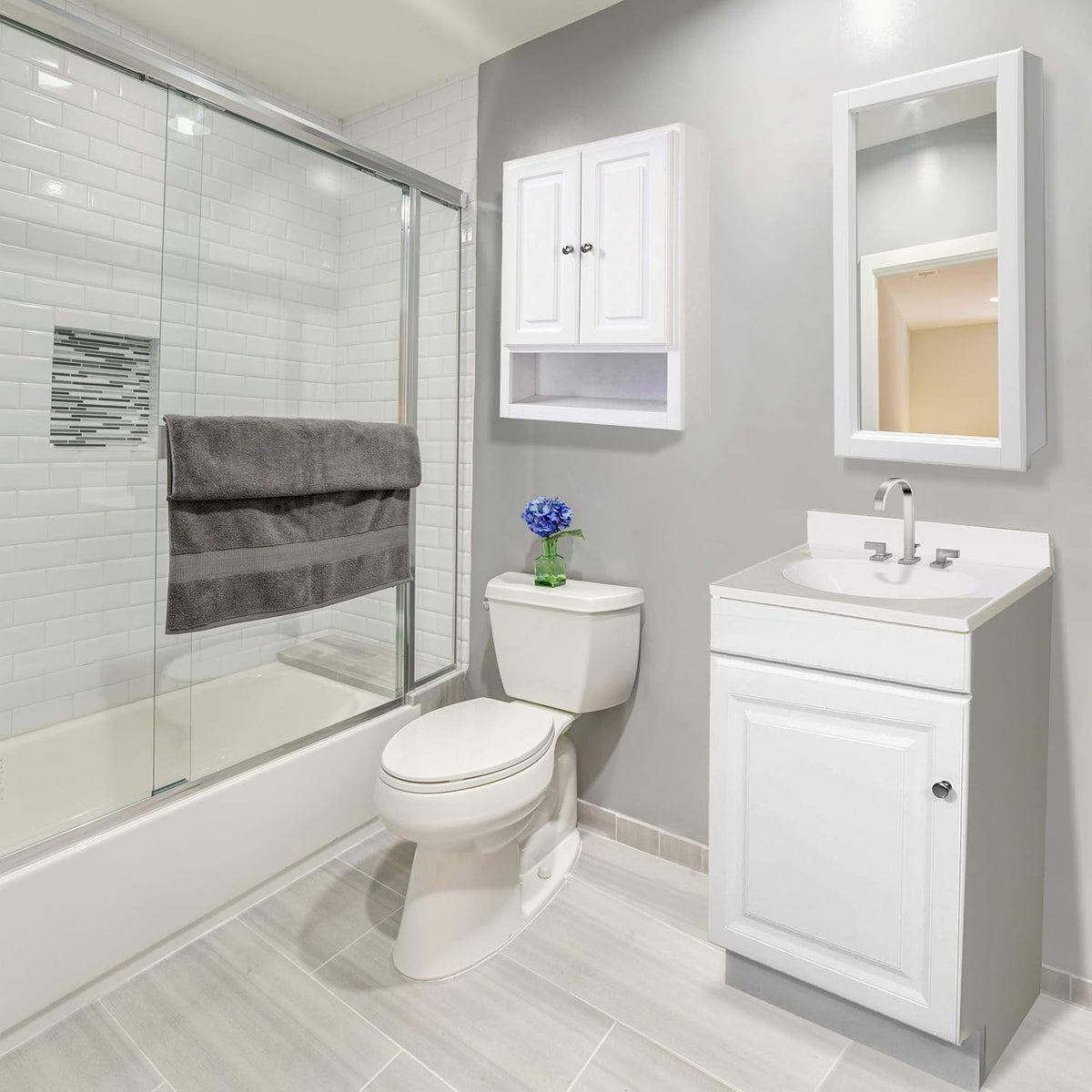 White 2-Door Bathroom Wall Cabinet T122