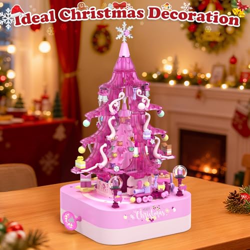 Christmas Tree Building Block Set with Rotating Music Box Q631626