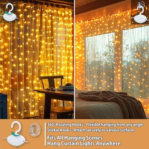 300LED Warm White Fairy Curtain Lights 2 Pack I20897