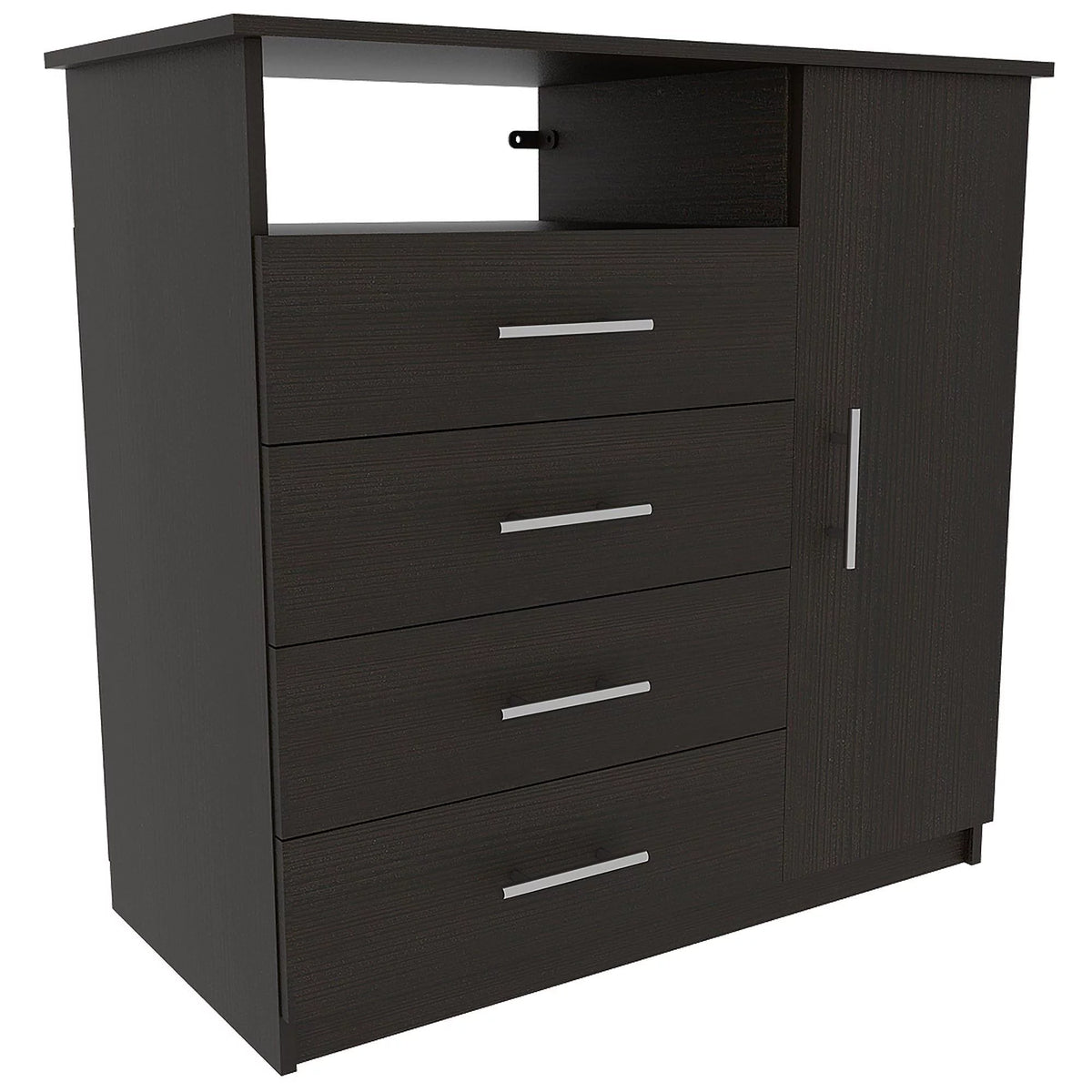 Black 2 Piece Bedroom Set with 4 Drawer Dresser and Nightstand P645865