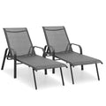 Set of 2 Grey Patio Lounge Chairs with Adjustable Backrest Y328600