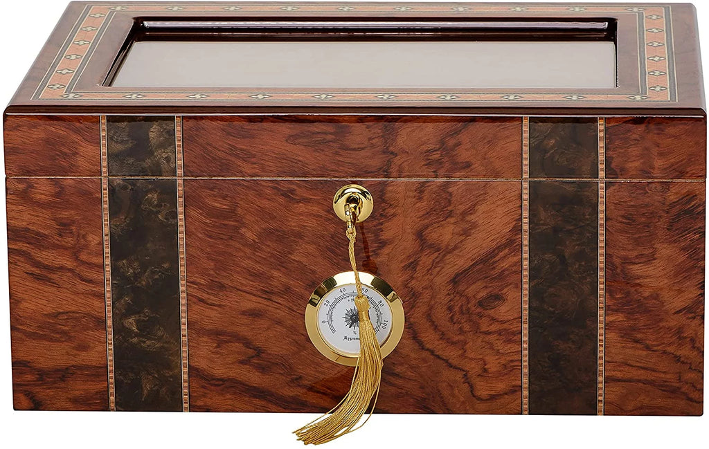 Bubinga and Walnut Burl Wood Cigar Humidor with Spanish Cedar Z544