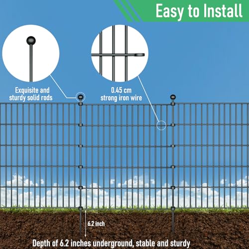 32in H x 23.6ft L Rustproof Metal Fence J5154