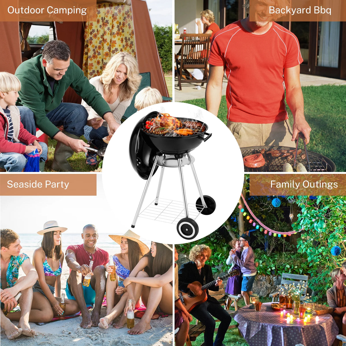 18 Inch Portable Charcoal Grill with Wheels M738910