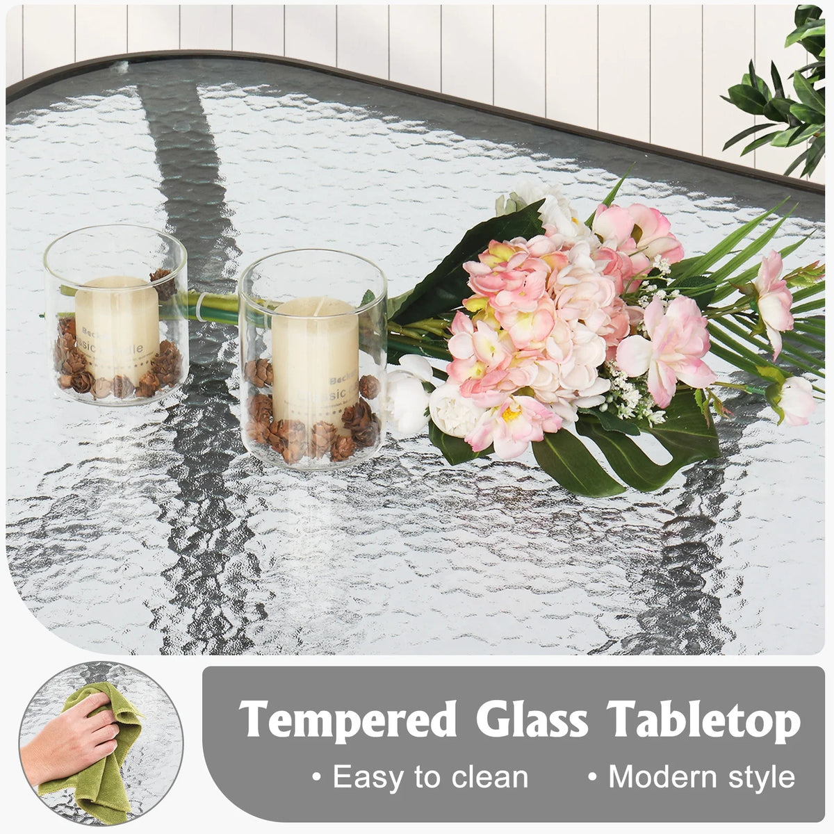 31 Inch Square Outdoor Bar Height Bistro Table with Tempered Glass Tabletop Y6328