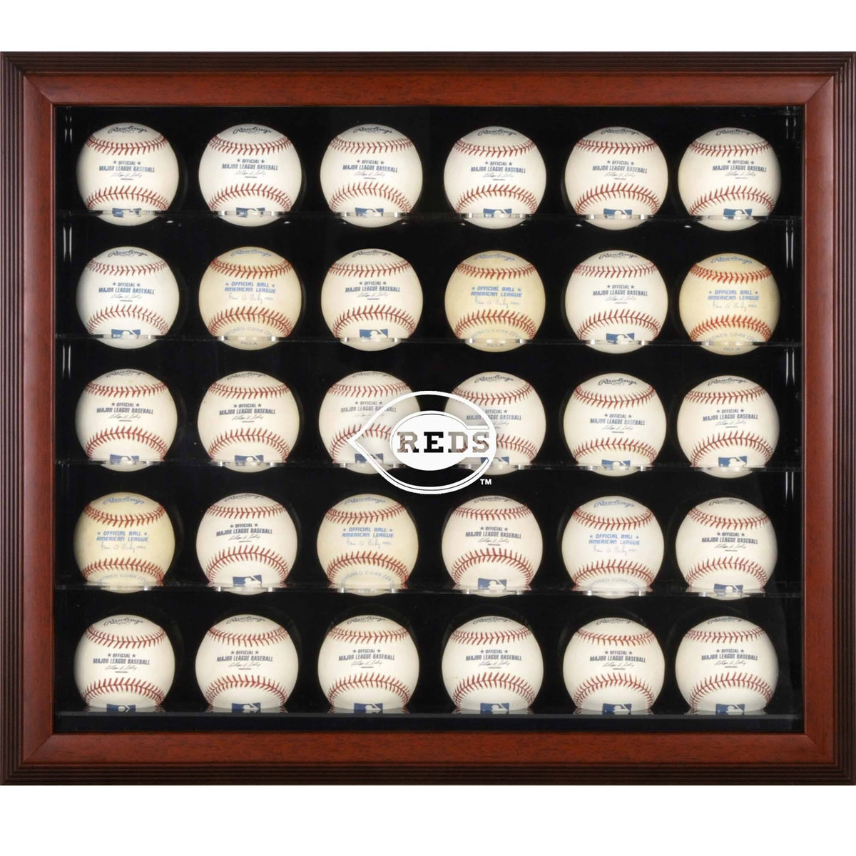 Mahogany Framed 30-Ball Display Case V303019