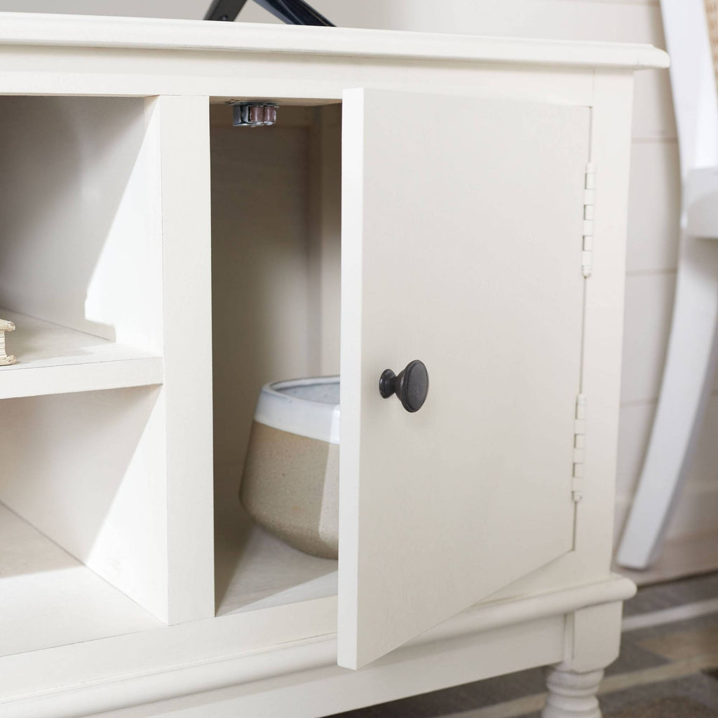 2 Door 1 Shelf Media Stand Distressed White B5592