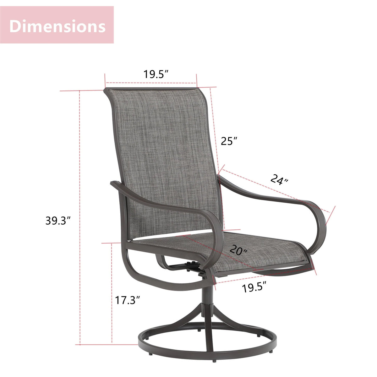Swivel Dining Chairs Set of 2 with Black Steel Frame O443