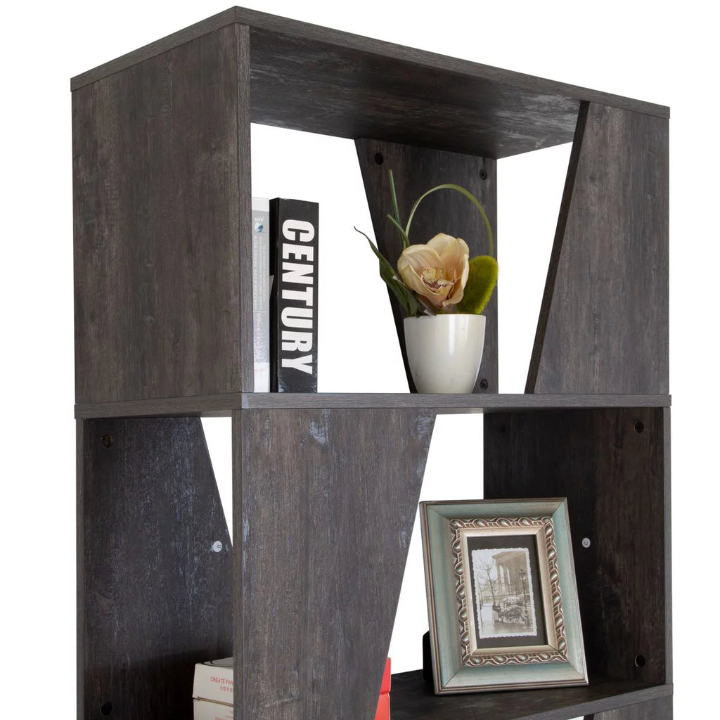 5-tier Wooden Bookcase in Washed Black Finish O174
