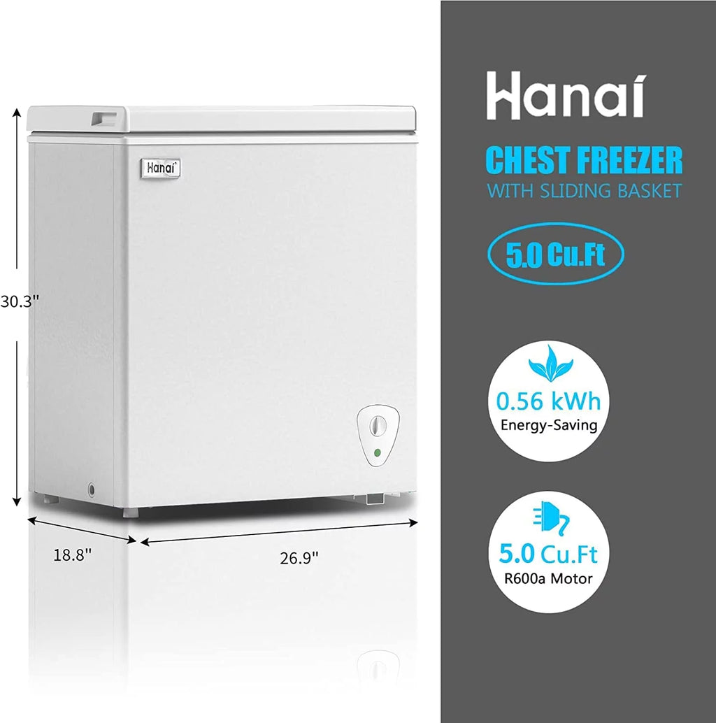 5.0 Cubic Chest Freezer with Removable Storage Basket J159