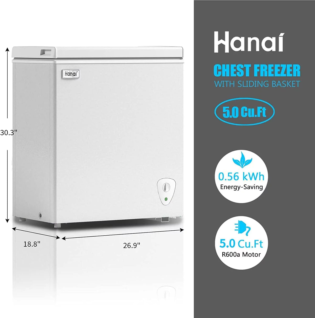 5.0 Cubic Chest Freezer with Removable Storage Basket J159