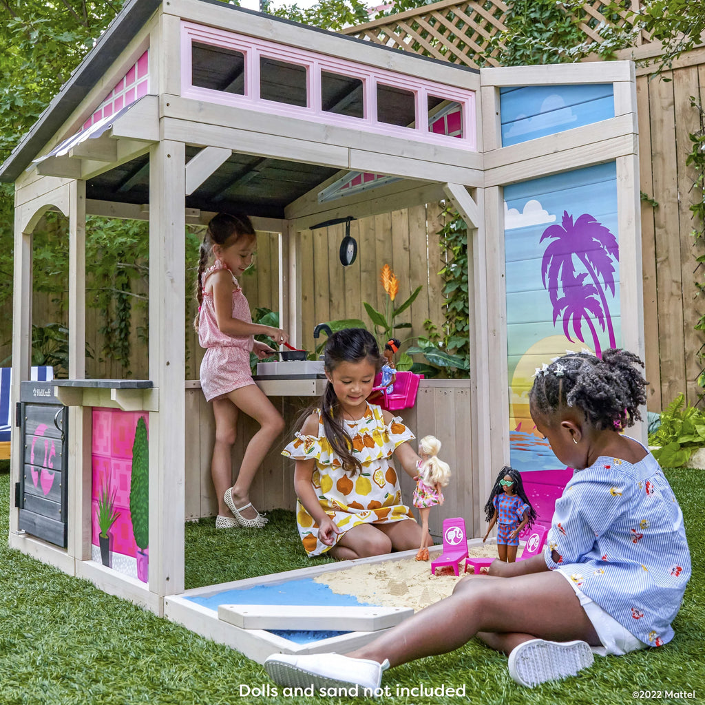 Wooden Outdoor Playhouse with Doll Table and Chairs X38747