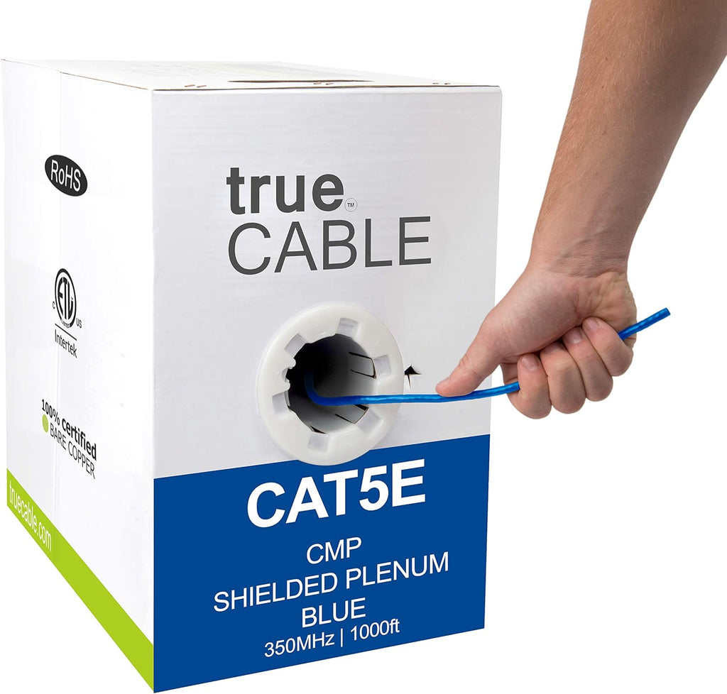 1000ft White 24AWG Solid Bare Copper Shielded Plenum Bulk Ethernet Cable H883966
